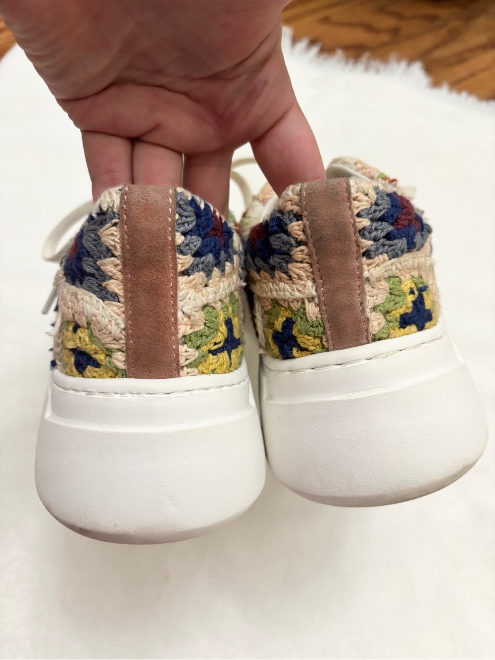Free People Catch Me If You Can Multicolor Crochet Patchwork Platform Sneakers - Picture 10 of 14